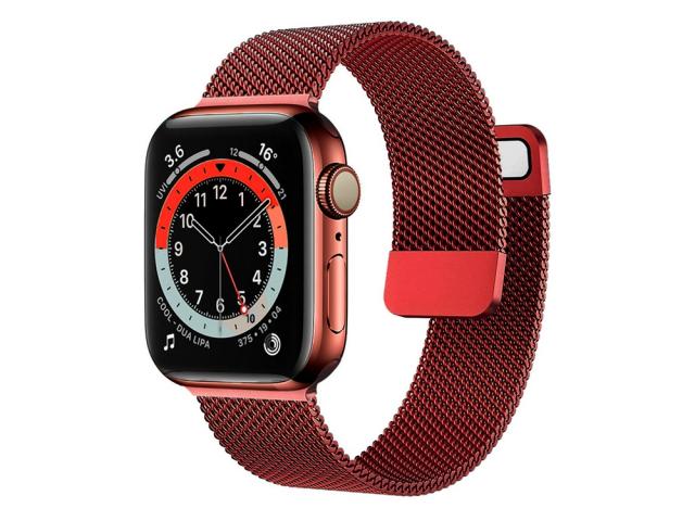 Bracelet en acier inoxydable type milanais pour Apple Watch 38/40 et 41mm - Rouge