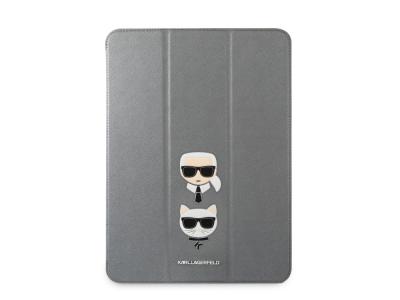 Etui Karl Lagerfeld Saffiano Folio Karl & Choupette pour iPad Pro 11 pouces 2020/2021 - Gris