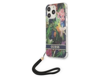 Coque Guess Flowers avec lanière nylon pour iPhone 13 Pro - Exotic 