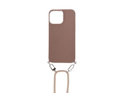 Coque avec cordon nylon et chaine pour iPhone 12 Pro Max - Marron