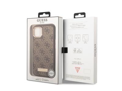 Coque Guess PU Magsafe 4G Metal Plate pour iPhone 13 - Marron