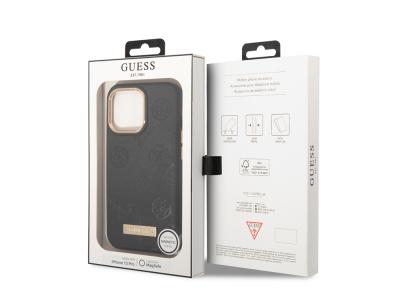 Coque Guess PU Magsafe Peony Metal Plate pour iPhone 13 Pro - Noire