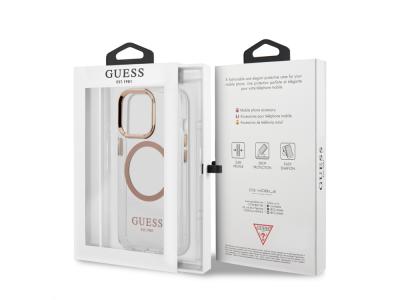 Coque Guess TPU Magsafe Gold Outline pour iPhone 13 Pro Max - Transparente