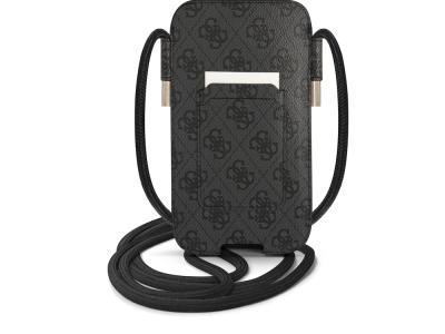Pochette à cordon Guess pour smartphone 6.1'' - Modèle 4G Stripe - Noire