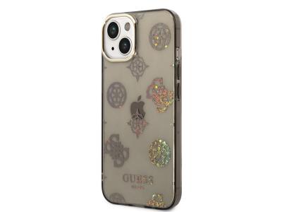 Coque Guess TPU Peony pour iPhone 14 - Noire translucide