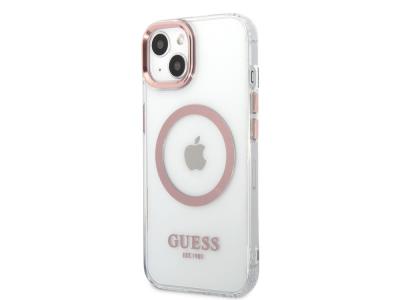 Coque Guess TPU Magsafe Metal Outline pour iPhone 14 - Transparente