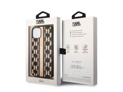 Coque Karl Lagerfeld PU Monogram Stripe pour iPhone 14 - Crème