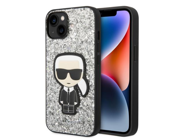 Coque Karl Lagerfeld Glitter Flakes Ikonik pour iPhone 14 - Argent