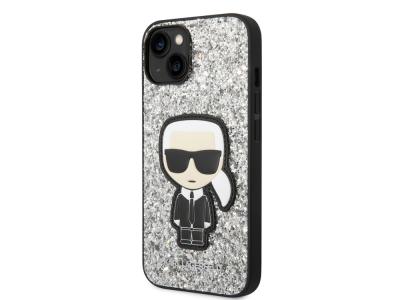 Coque Karl Lagerfeld Glitter Flakes Ikonik pour iPhone 14 - Argent
