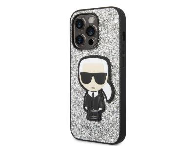 Coque Karl Lagerfeld Glitter Flakes Ikonik pour iPhone 14 Pro - Argent