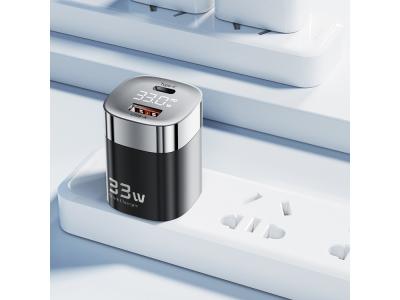 Chargeur secteur LED 33W USB & USB Type-C - Noir