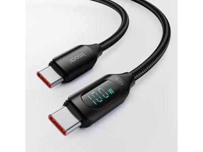 Câble de chargement 2m USB type-C à USB type-C 100W affichage LED - Noir 