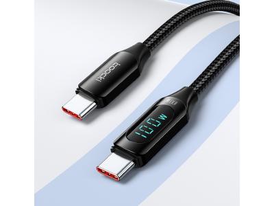 Câble de chargement 2m USB type-C à USB type-C 100W affichage LED - Noir 