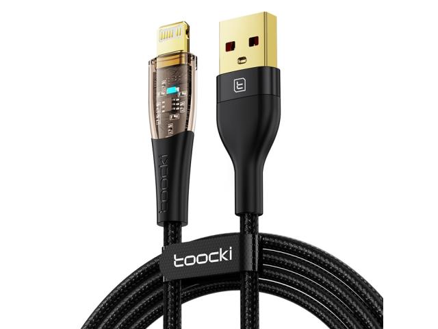 Câble de chargement 1m USB  à lightning 2.4A - Noir transparente