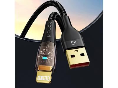 Câble de chargement 1m USB  à lightning 2.4A - Noir transparente