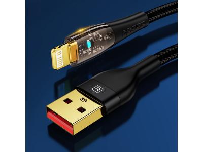 Câble de chargement 1m USB  à lightning 2.4A - Noir transparente