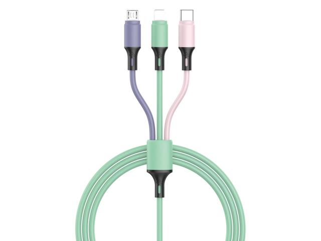 Câble de chargement 1.2m 3en1 6A - Micro-USB / Lightning / Type-C