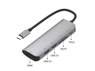 Hub 6en1 HDMI4K SD Micro-SD USB3.0 USB-C vers USB Type-C