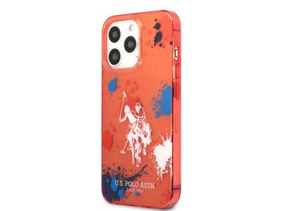Coque U.S Polo ASSN. Splatter Double Horse pour iPhone 14 Pro - Rouge