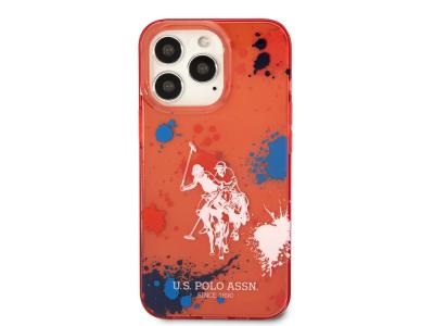 Coque U.S Polo ASSN. Splatter Double Horse pour iPhone 14 Pro Max - Rouge