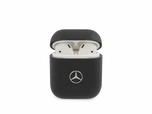 Protection Mercedes en cuir véritable pour Airpods 1 et 2 - Noire