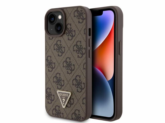 Coque Guess Triangle Strass 4G pour iPhone 15 - Marron