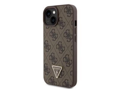 Coque Guess Triangle Strass 4G pour iPhone 15 - Marron