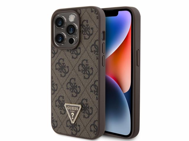 Coque Guess Triangle Strass 4G pour iPhone 15 Pro - Marron