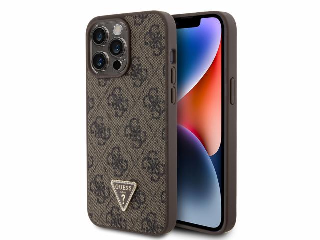 Coque Guess Triangle Strass 4G pour iPhone 15 Pro Max - Marron