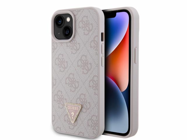 Coque Guess Triangle Strass 4G pour iPhone 15 - Rose