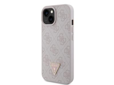 Coque Guess Triangle Strass 4G pour iPhone 15 - Rose