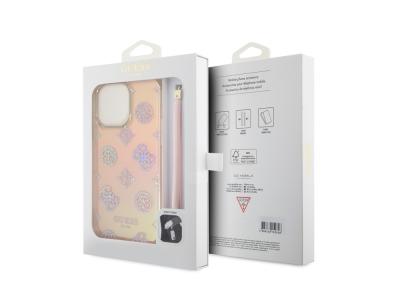 Coque Guess TPU Peony avec dragonne pour iPhone 15 Pro Max - Translucide