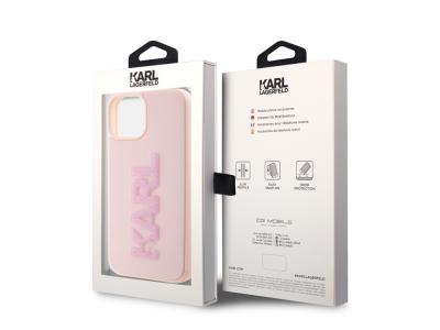 Coque Karl Lagerfeld 3D Rubber Karl Glitter pour iPhone 15 - Rose