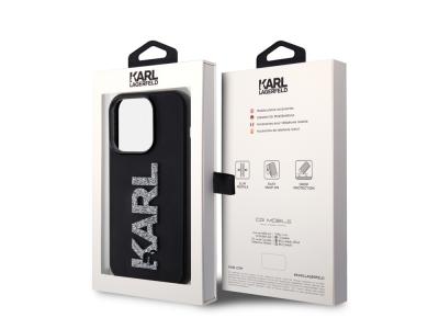 Coque Karl Lagerfeld 3D Rubber Karl Glitter pour iPhone 15 Pro - Noire