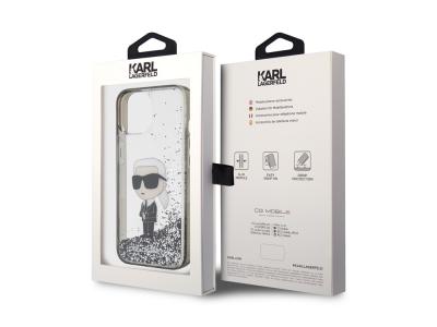 Coque Karl Lagerfeld Glitter Ikonik à paillettes flottantes pour iPhone 15 - Argent