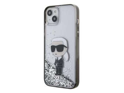 Coque Karl Lagerfeld Glitter Ikonik à paillettes flottantes pour iPhone 15 Plus - Argent