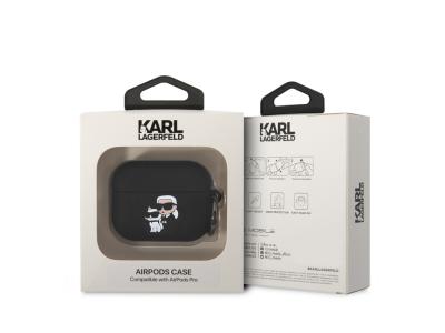 Protection en silicone Karl Lagerfeld NFT avec anneau pour Airpods Pro - Noire