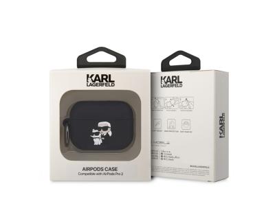 Protection en silicone Karl Lagerfeld NFT avec anneau pour Airpods Pro 2 - Noire