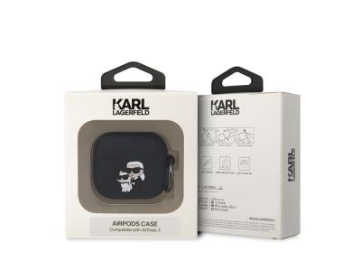 Protection en silicone Karl Lagerfeld NFT avec anneau pour Airpods 3 - Noire