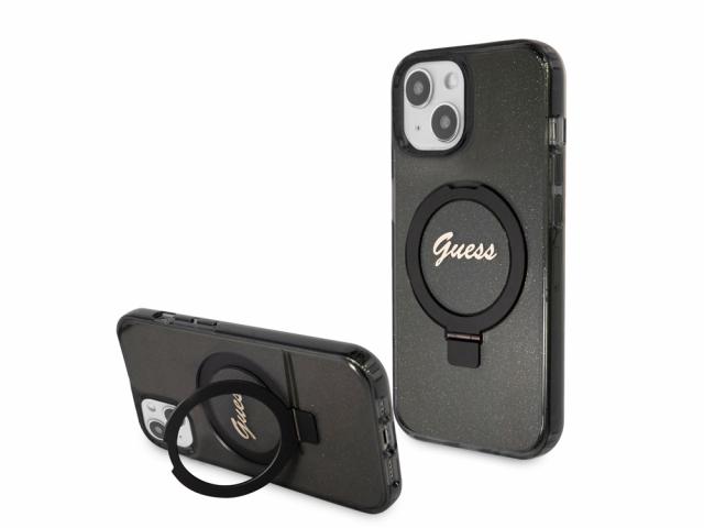Coque Guess TPU Ring Stand Magsafe pour iPhone 15 - Noire