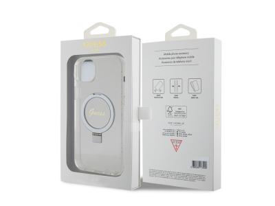 Coque Guess TPU Ring Stand Magsafe pour iPhone 15 Plus - Transparente
