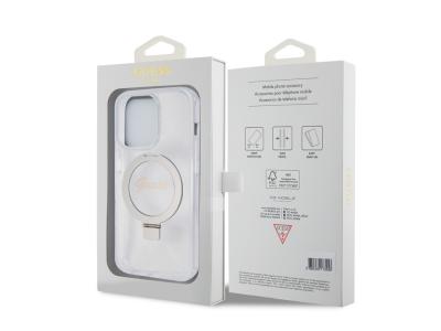 Coque Guess TPU Ring Stand Magsafe pour iPhone 15 Pro - Transparente