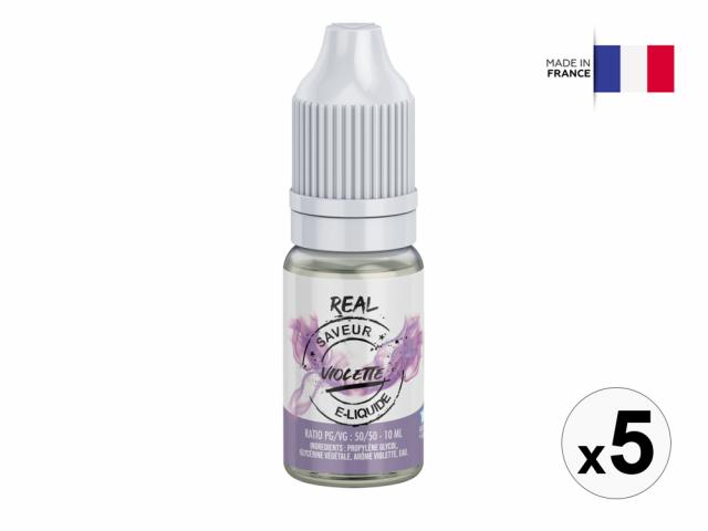 Lot de 5 flacons E-liquide 10ml - Saveur Violette - Sans Nicotine