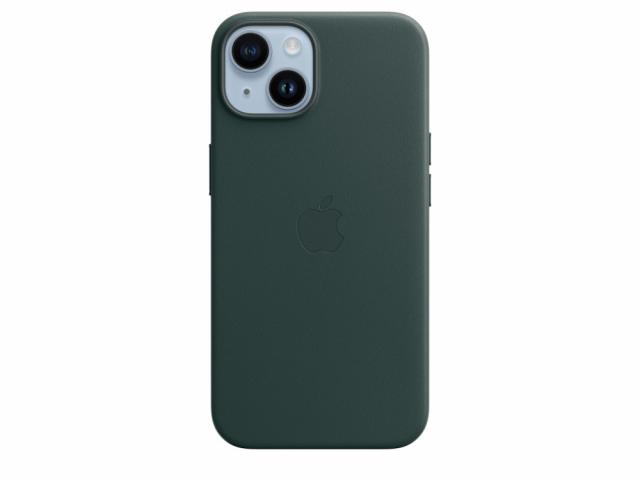 Coque en cuir avec MagSafe pour iPhone 14 - Vert forêt
