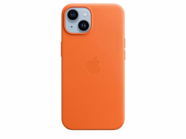 Coque en cuir avec MagSafe pour iPhone 14 - Orange