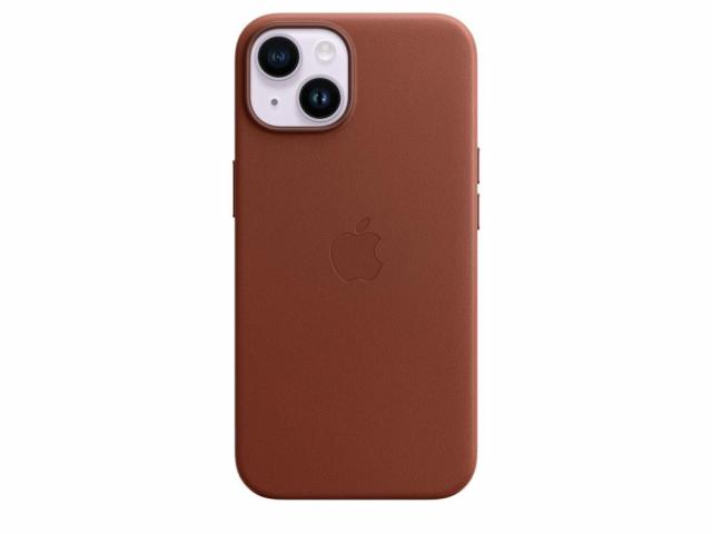 Coque en cuir avec MagSafe pour iPhone 14 - Terre de Sienne