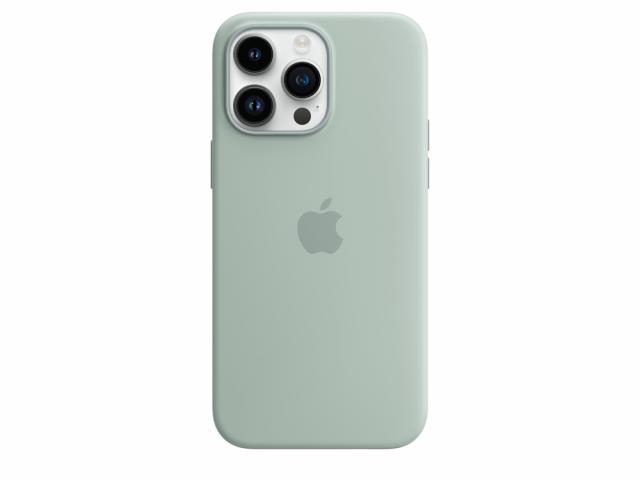 Coque en silicone avec MagSafe pour iPhone 14 Pro Max - Bleu Cactus