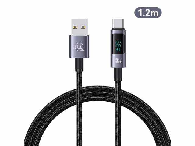 Câble de chargement 66W USB-A à Type-C 1.2m - Modèle Display SF - Noir