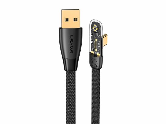 Câble de chargement 66W USB-A à Type-C 1.2m Angle 90 - Modèle Iceflake - Noir