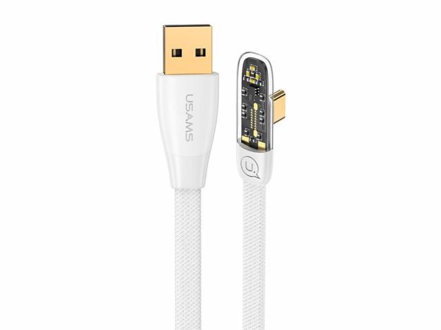 Câble de chargement 66W USB-A à Type-C 1.2m Angle 90 - Modèle Iceflake - Blanc